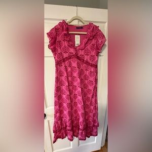 La Plage Sarah Ruffle Maxi Dress- Pink/Red- SZ L